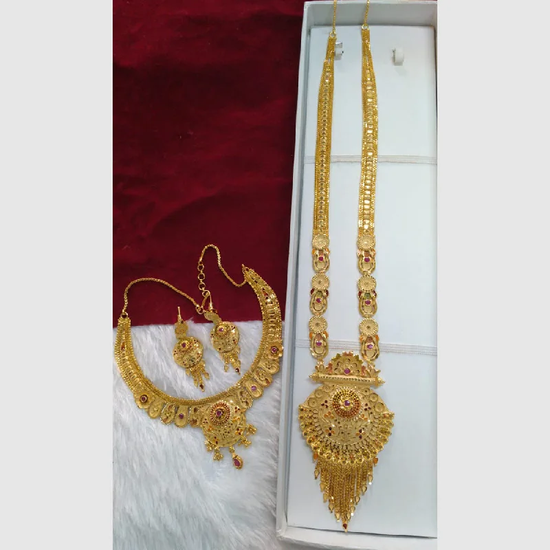 women bridal necklaces -Pari Art Jewellery Forming Gold Combo Necklace Set