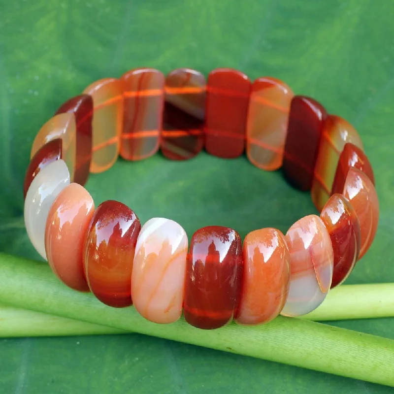 women charm bracelets -Handmade Carnelian 'Just Glow' Bracelet (Thailand) - Orange