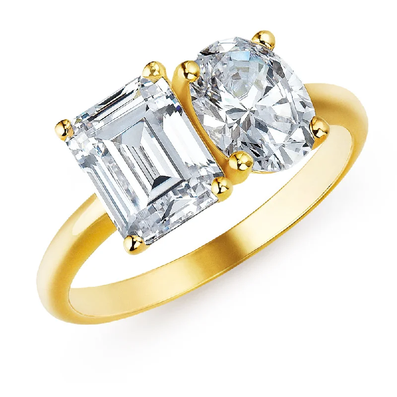 women engagement ring bands -Toi et Moi Oval and Emerald Cut Ring