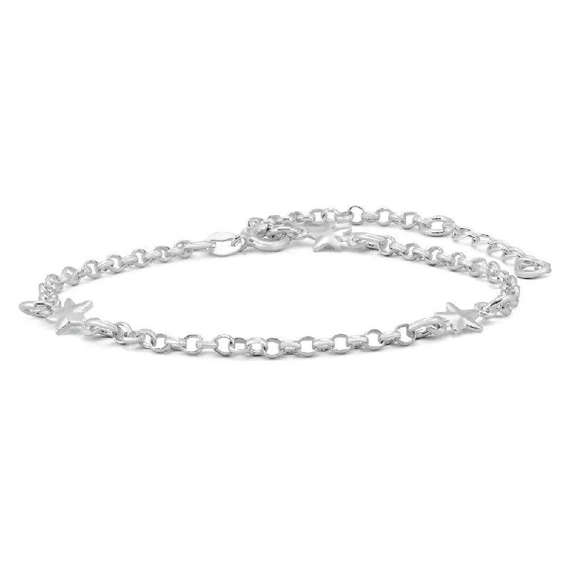 women affordable bracelets -Adjustable Star Charm Link Bracelet in .925 Sterling Silver