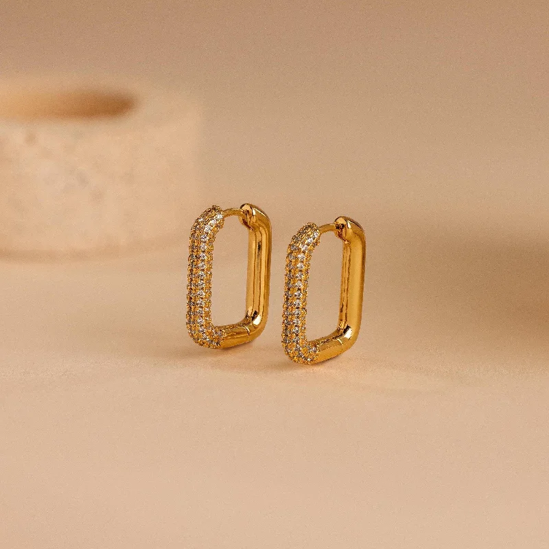 women everyday earrings -Chunky Pave Link Earrings