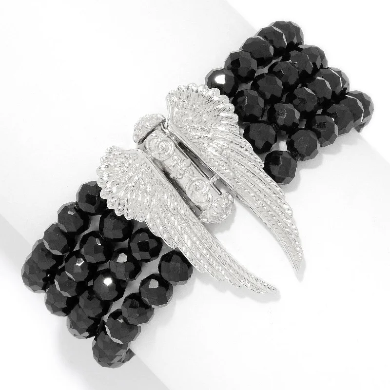 women gold tennis bracelets -Dallas Prince Designs Sterling Silver Hematite & Black Spinel Slide Bracelet