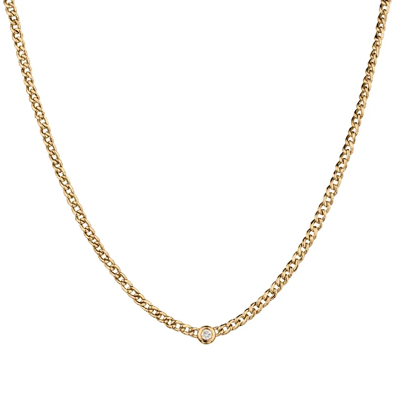 women classic necklaces -BEZEL SET DIAMOND NECKLACE