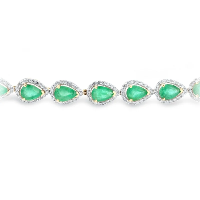 women gold tennis bracelets -Auriya 14k Yellow Gold 7 1/8ct Emerald and 1 5/8ct TDW Diamond Bracelet - Green