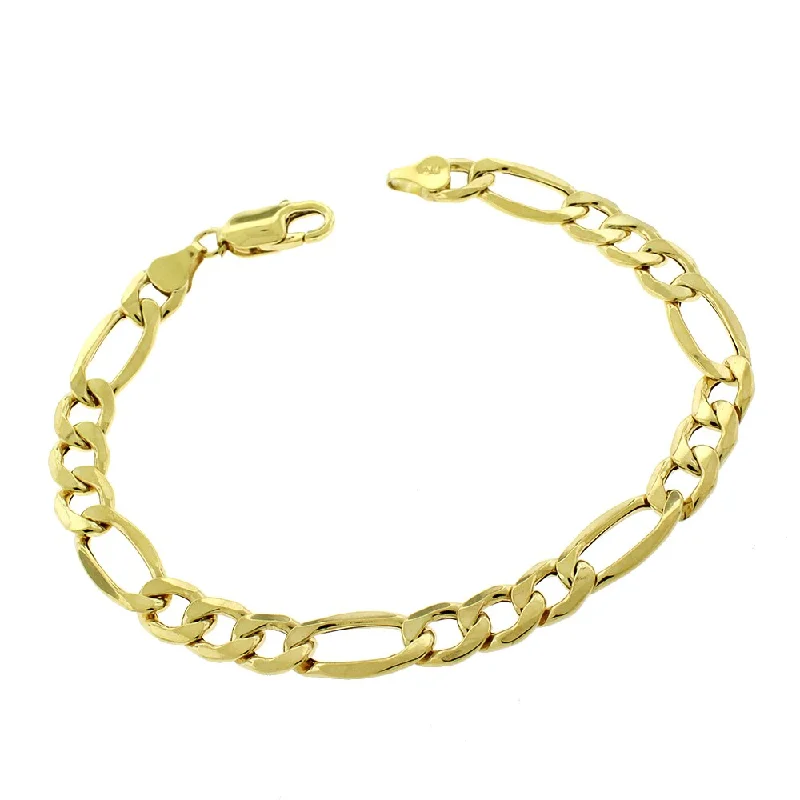 women infinity bangles -10k Yellow Gold 8mm Hollow Figaro Link Bracelet Chain 9"