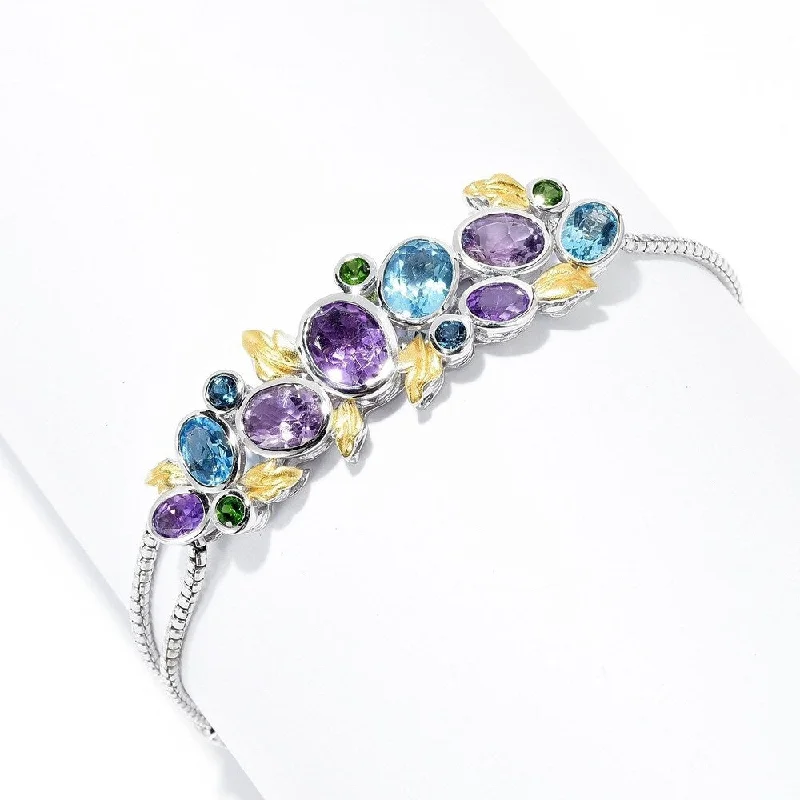 women men’s bracelets -8.06ctw Multi Gem Adjustable Bracelet