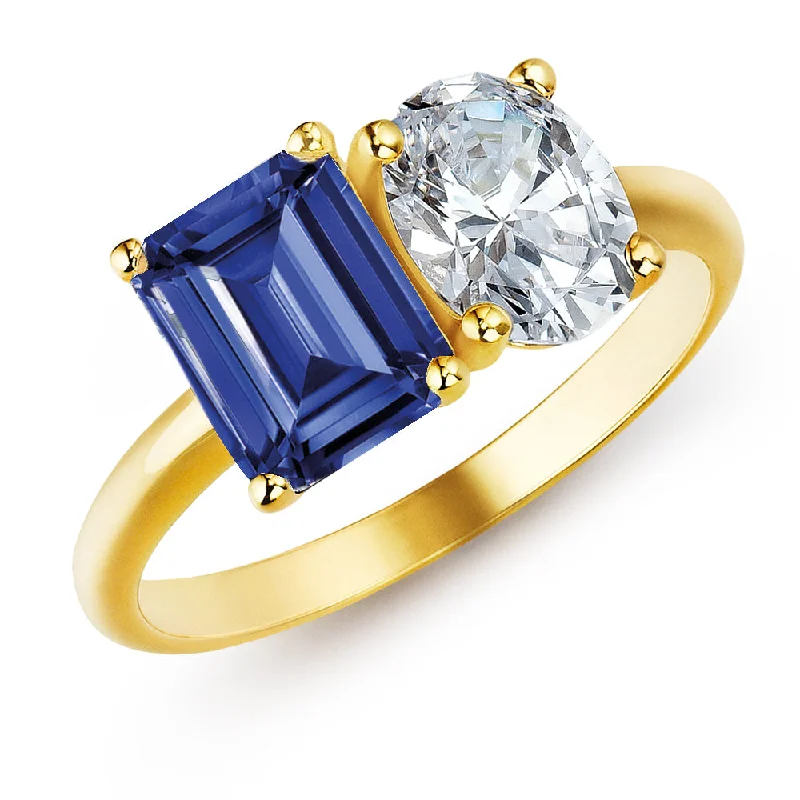 women large cocktail rings -Toi et Moi Tru-Sapphire  and Oval Cut Ring