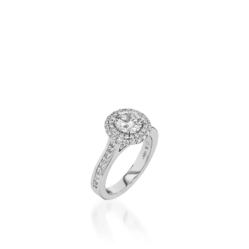 women simple engagement rings -Royalty White Gold Engagement Ring