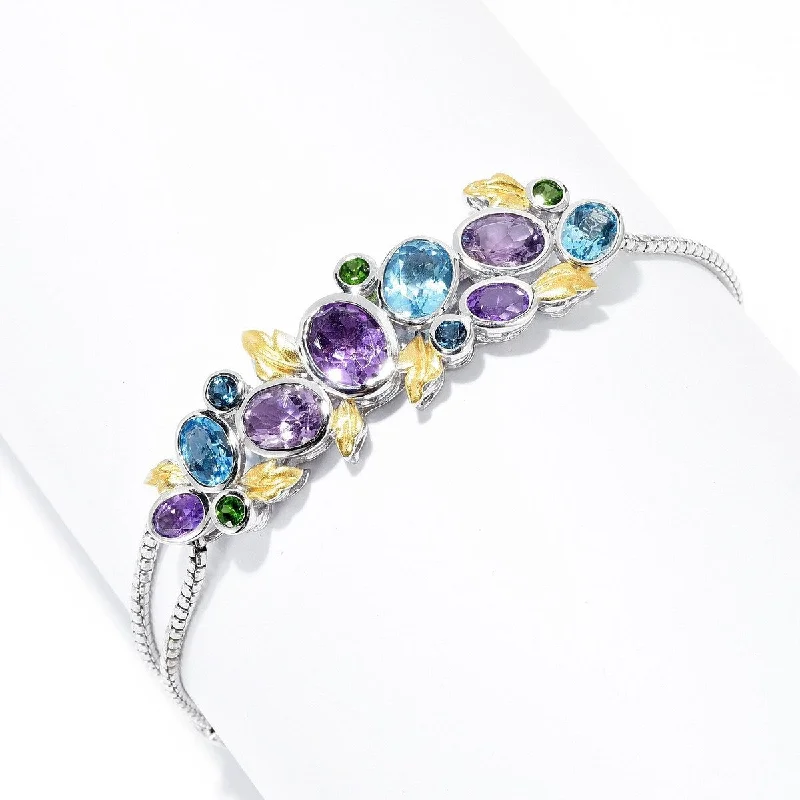 women bangle bracelets -Dallas Prince "Garden Party" 8.06ctw Multi Gem Adjustable Bracelet