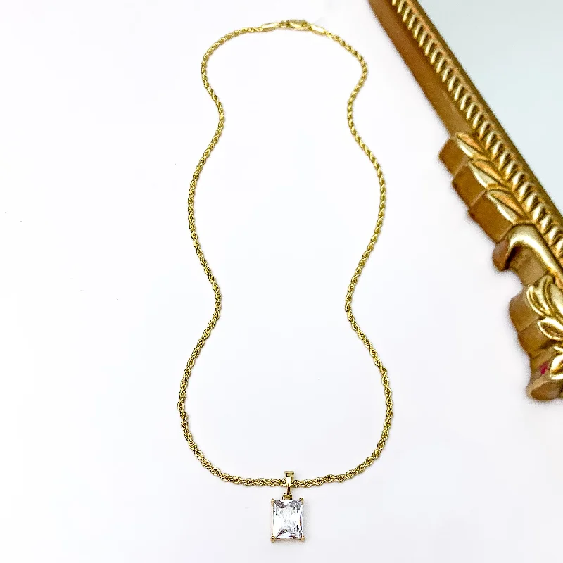 women silver necklaces -Kinsey Designs | Martin Rope Chain Necklace with CZ Crystal Pendant