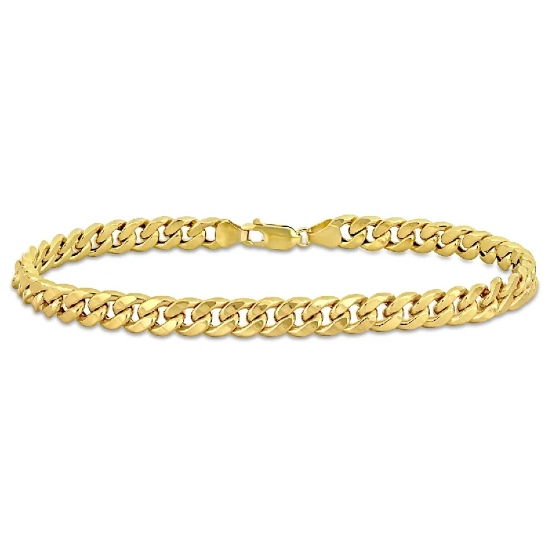 women birthstone bangles -Miadora 6.6mm Curb Chain Bracelet in 10k Yellow Gold - 9 in