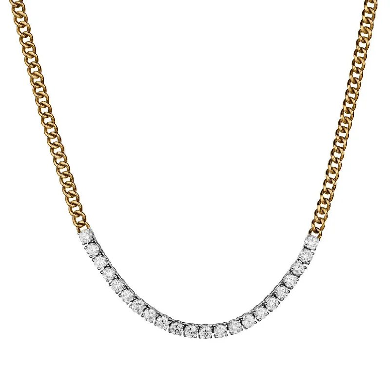 women custom necklaces -DIAMOND & CURB LINK NECKLACE