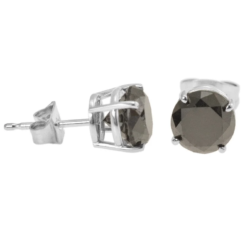 women glamorous earrings -10K White Gold 5/8 CTW Rd Black Diamond Stud Earrings