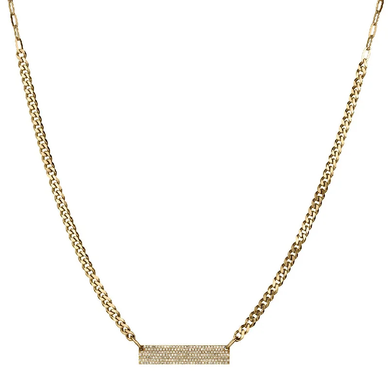 women boho necklaces -DIAMOND BAR LINK NECKLACE