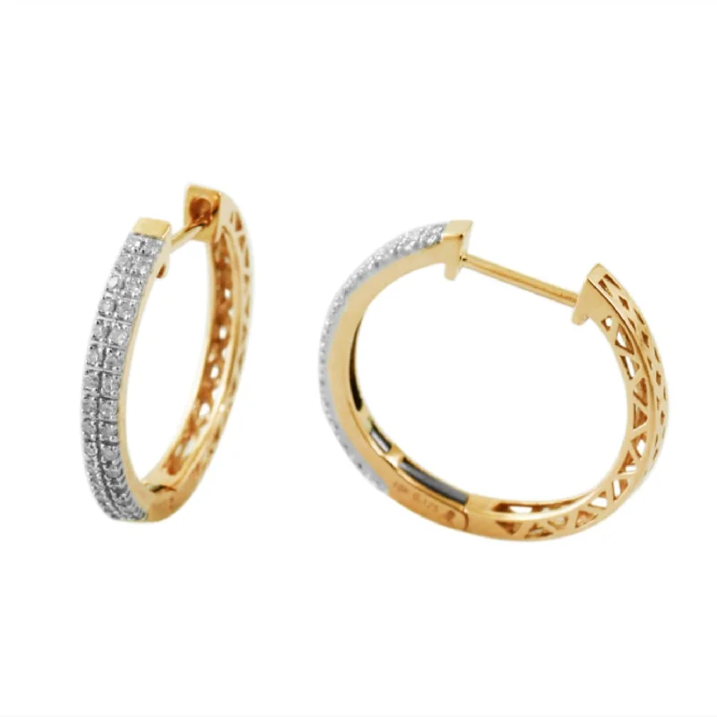 women luxury pearl earrings -1/4 CTW Diamond Hoop Earrings in 10KT Yellow Gold