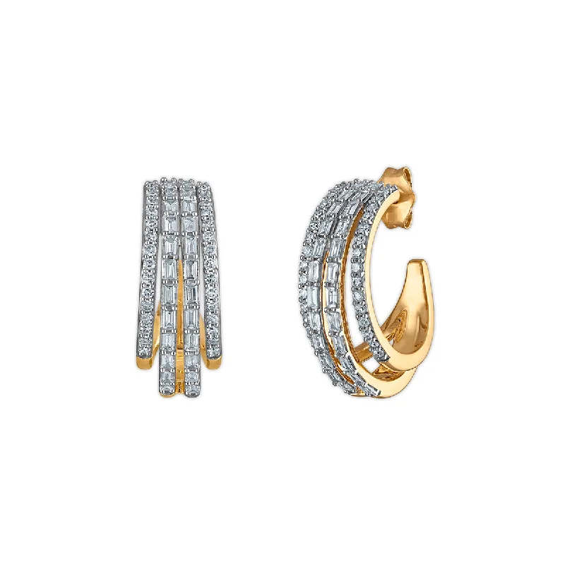 women pearl stud earrings -EcoLove 1 CTW Lab Grown Diamond Hoop Earrings in Gold Plated Sterling Silver