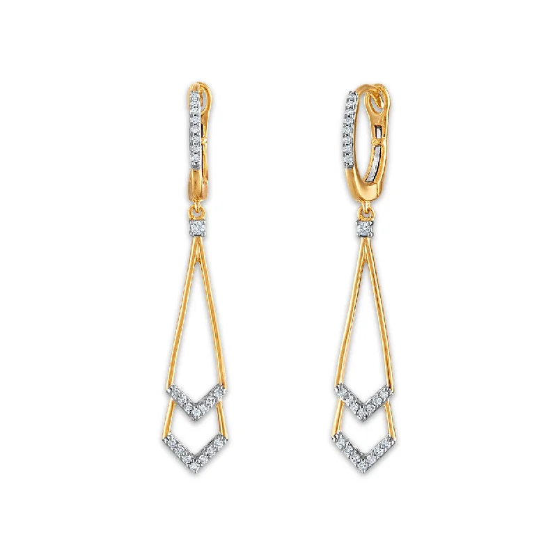 women drop earrings for women -1/5 CTW Diamond Drop & Dangle Fashion Earrings in 10KT Yellow Gold