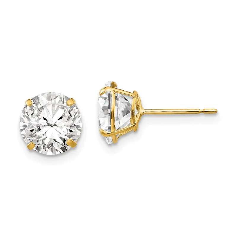 women affordable earrings -14KT Yellow Gold Cubic Zirconia 9MM 9MM Stud Earrings