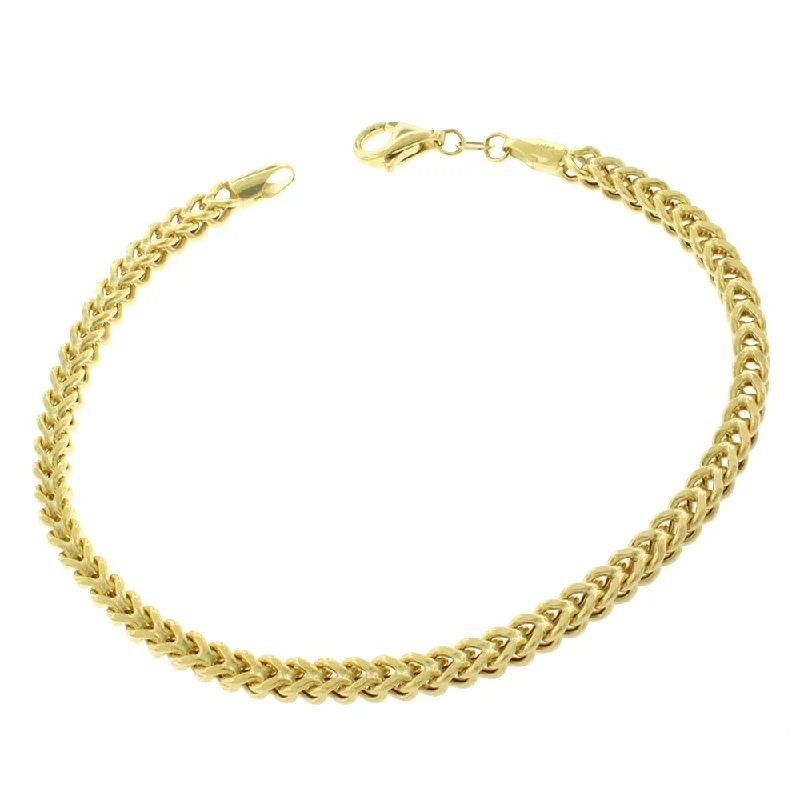 women vintage bangles -10k Yellow Gold 3.5mm Hollow Franco Link Bracelet Chain 8"