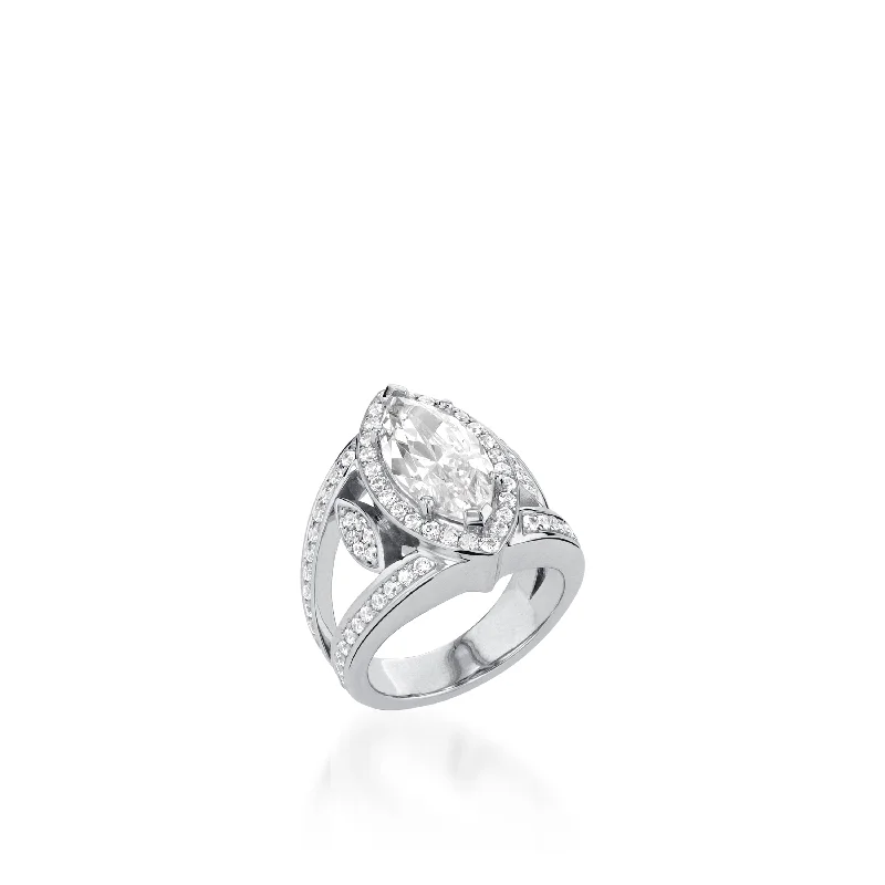 women personalized engagement rings -Victoria Elite White Gold Diamond Ring