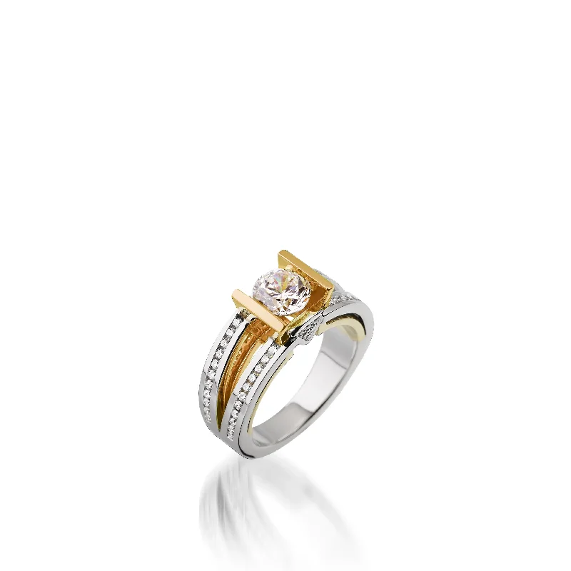 women timeless engagement rings -Attraction Yellow & White Gold Engagement Ring