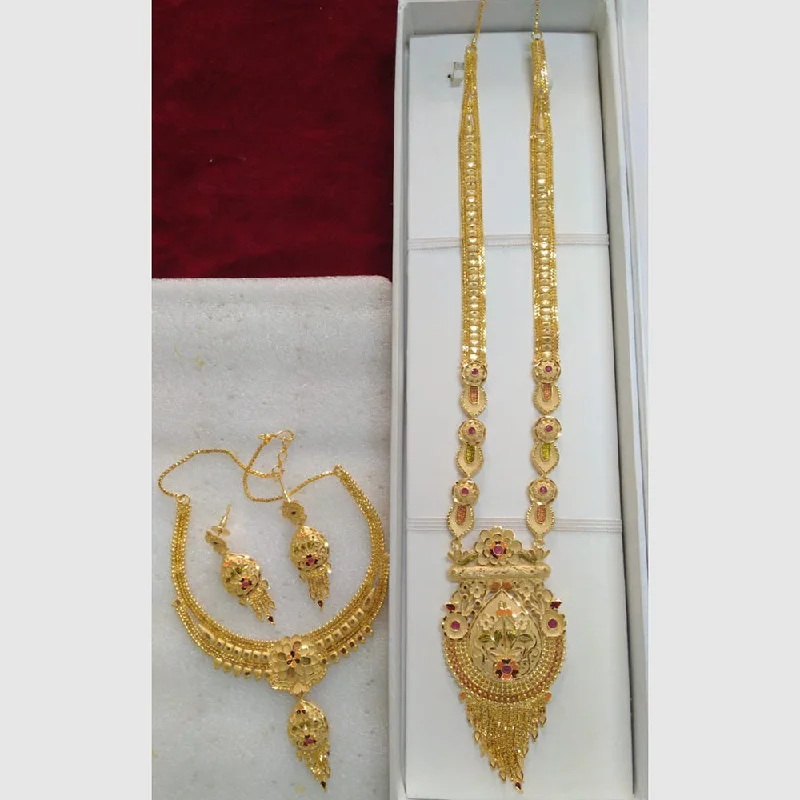 women pendant necklaces -Pari Art Jewellery Forming Gold Combo Necklace Set