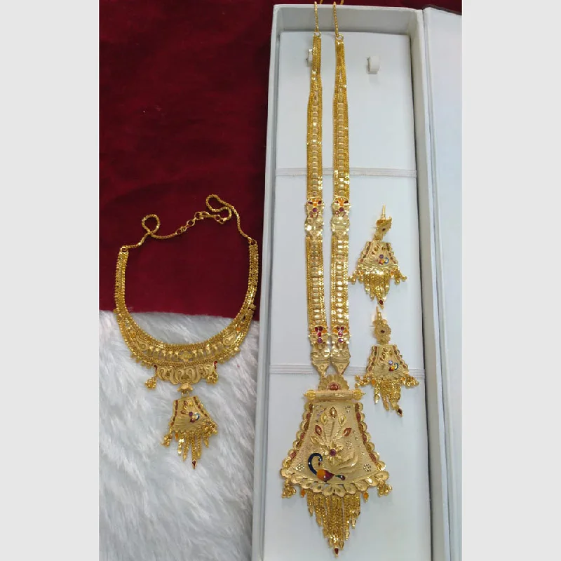 women trendy necklaces -Pari Art Jewellery Forming Gold Combo Necklace Set