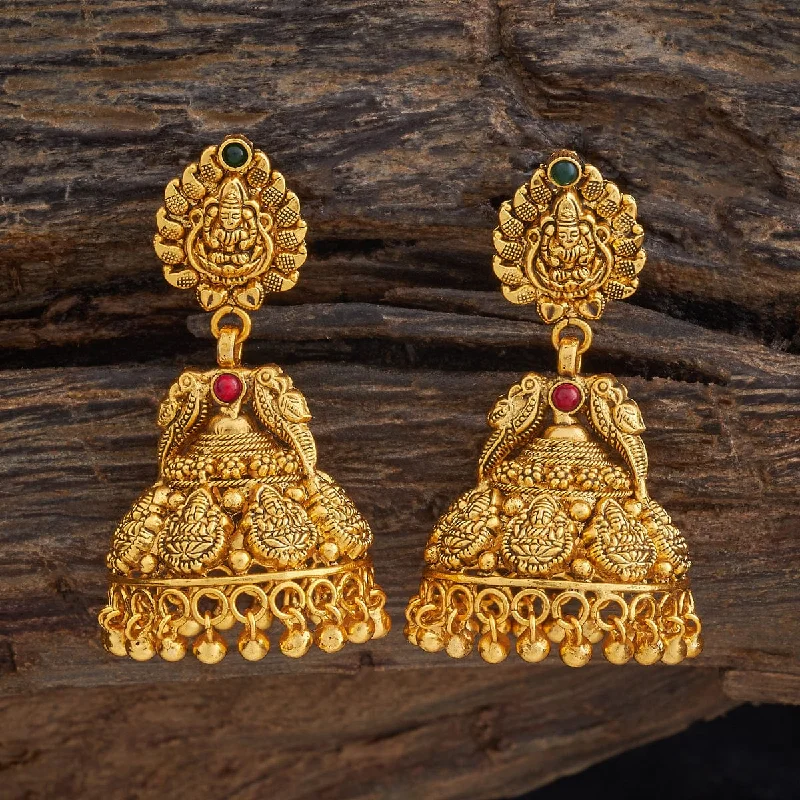 women gold stud earrings -Silver Temple Earring 179759