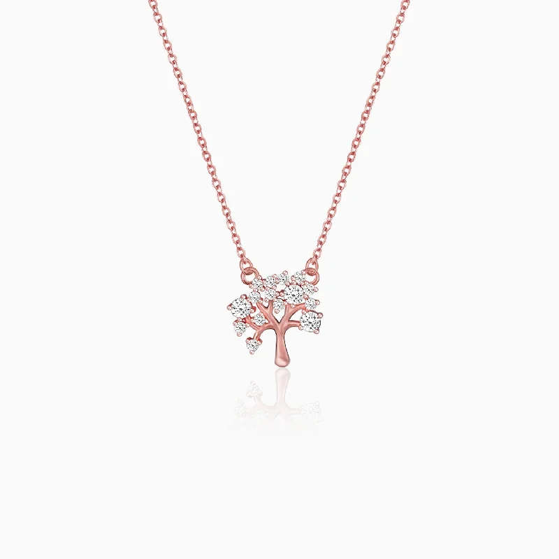 women chunky necklaces -Rose Gold Tree of Life Necklace