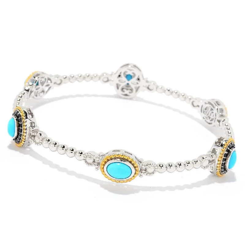 women luxury bangles -Dallas Prince Sterling Silver Sleeping Beauty Turquoise & Gem Bangle Bracelet