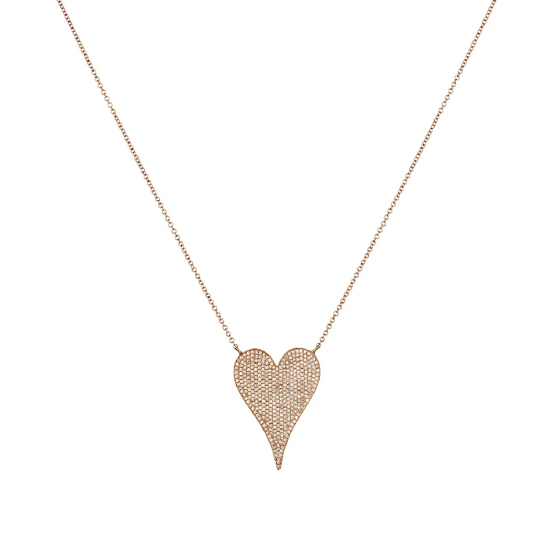 women anniversary necklaces -PAVÉ DIAMOND PINCHED HEART NECKLACE