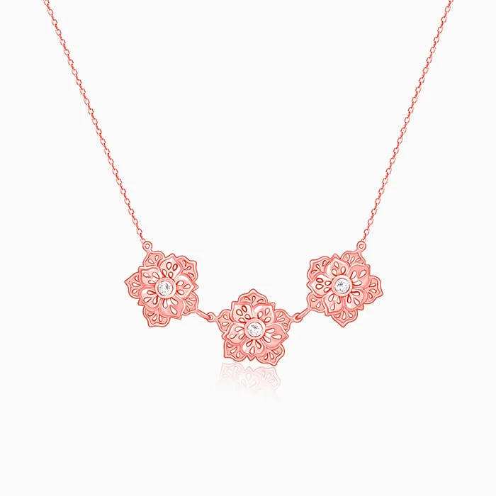 women sparkling necklaces -Rose Gold Filigree Flora Necklace