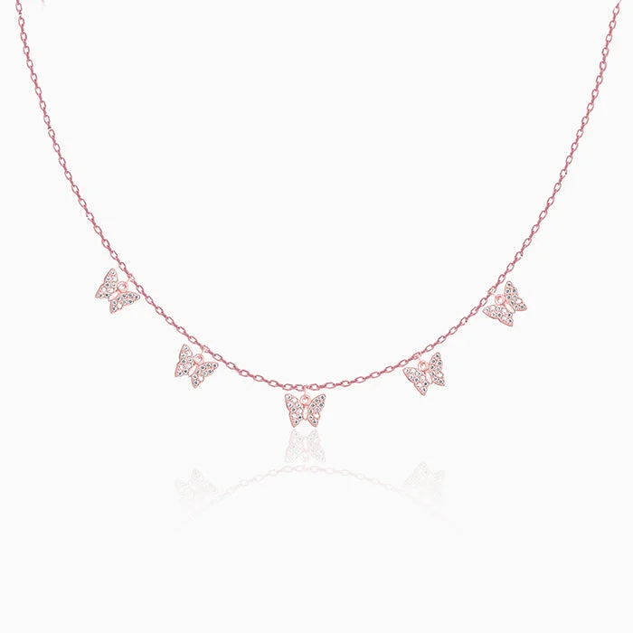 women minimalist necklaces -Anushka Sharma Rose Gold Wavering Wings Butterfly Necklace