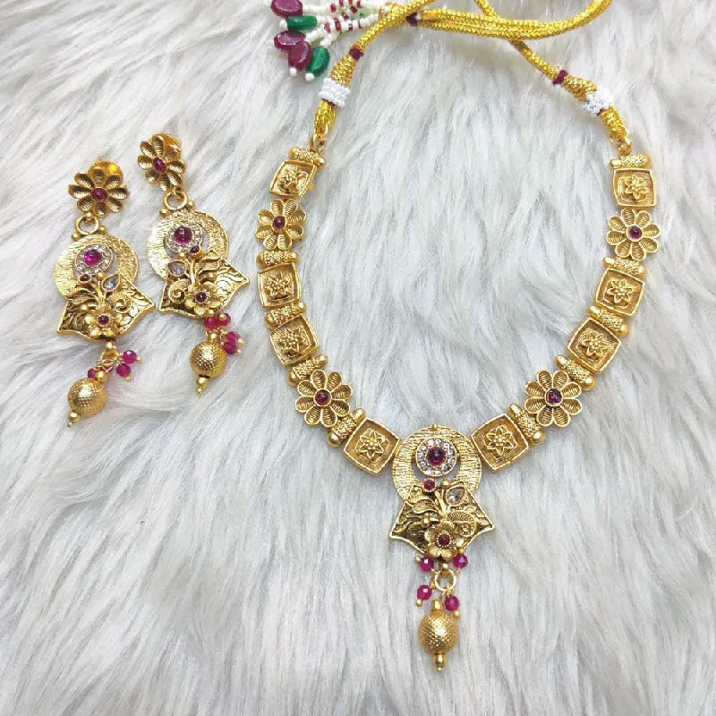 women layered gold necklaces -Manisha Jewellery Gold Plated Necklace Set