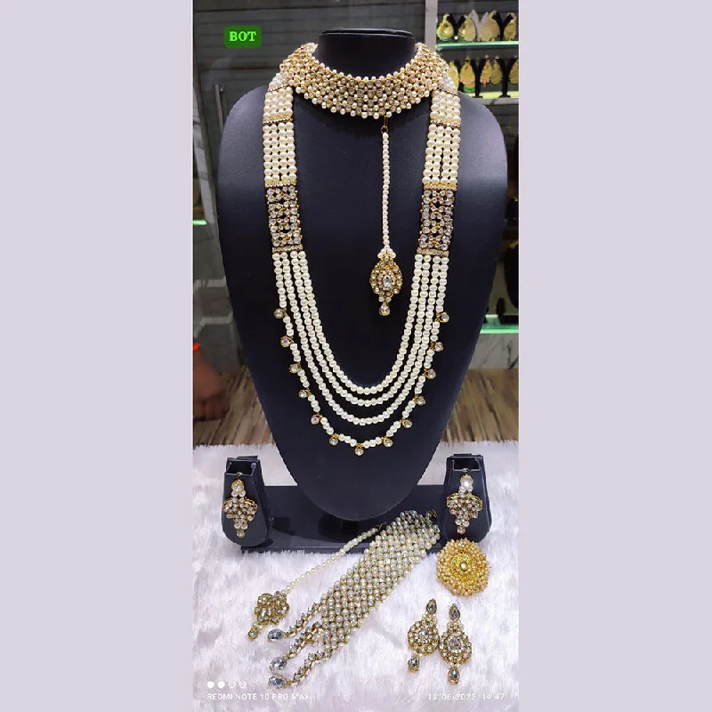 women simple gold necklaces -Lucentarts Jewellery Gold Plated Double Necklace Set