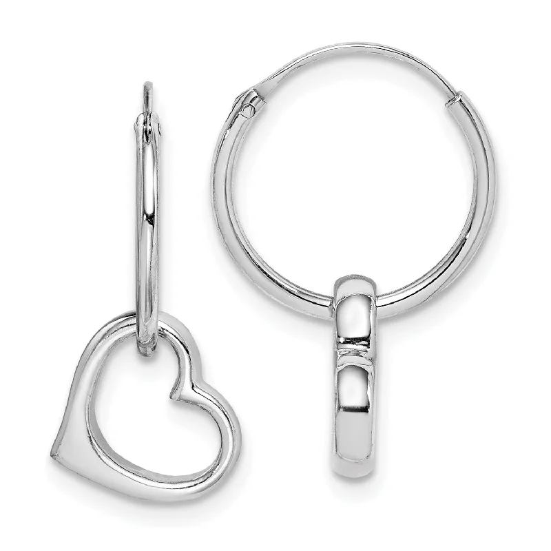 women high-end earrings -Sterling Silver Heart Hoop Earrings