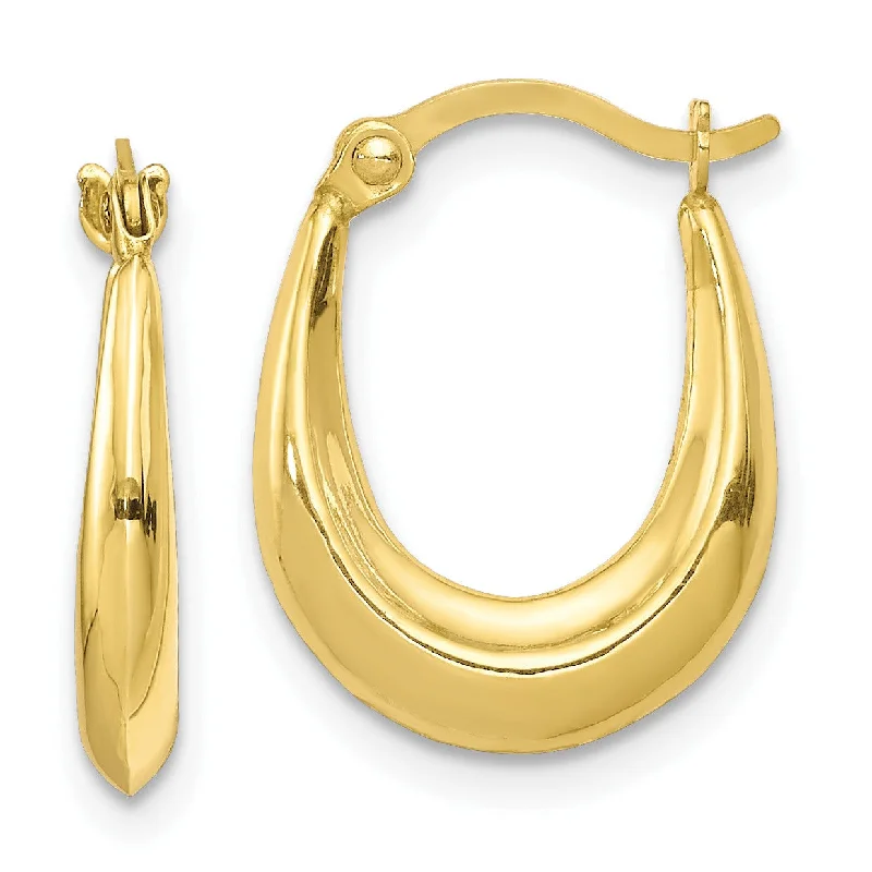 women sparkling gold earrings -10KT Yellow Gold 15X12MM Hoop Earrings