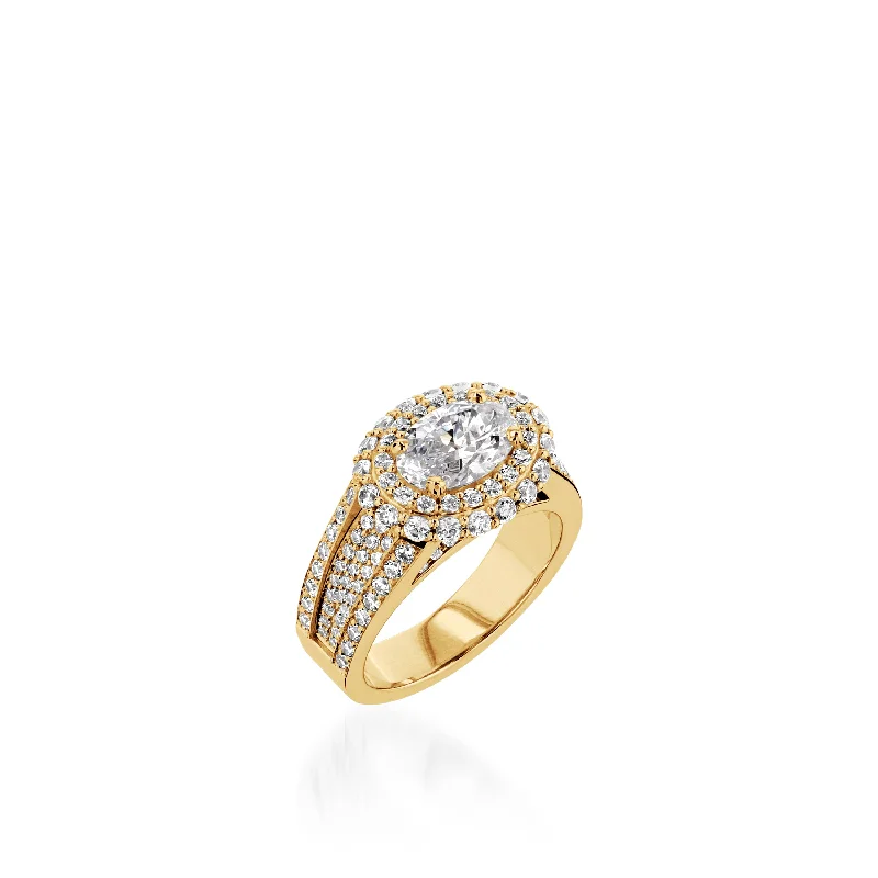 women diamond wedding rings -Lavish Yellow Gold Engagement Ring