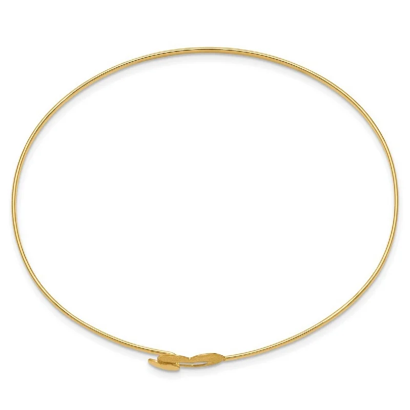 women stacked bracelets -Curata 14k Yellow Gold Brushed Open Heart Hook Stackable Bangle Bracelet