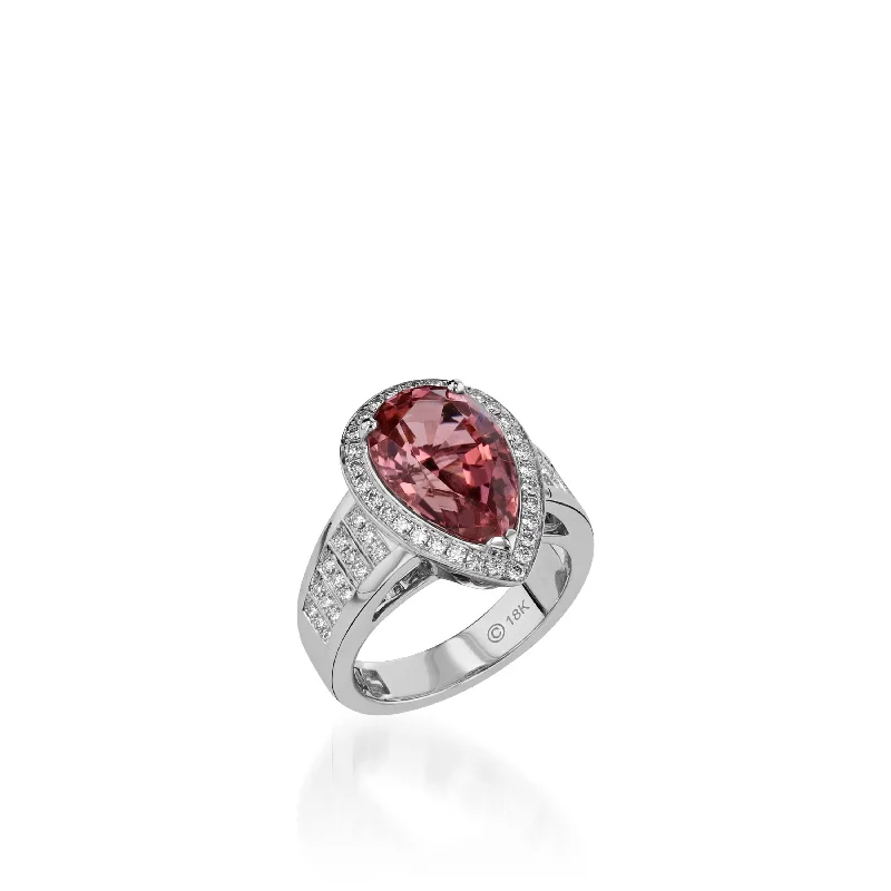 women stacked engagement rings -Signature Pink Tourmaline and Pave Diamond Ring