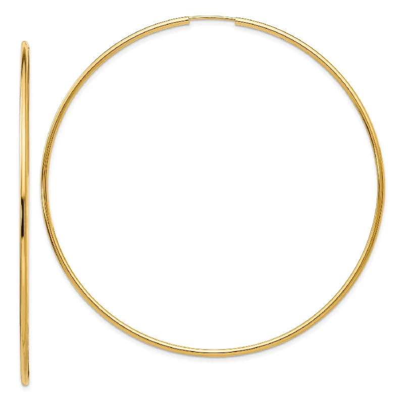 women chic earrings -14KT Yellow Gold 70X1.5MM Hoop Earrings