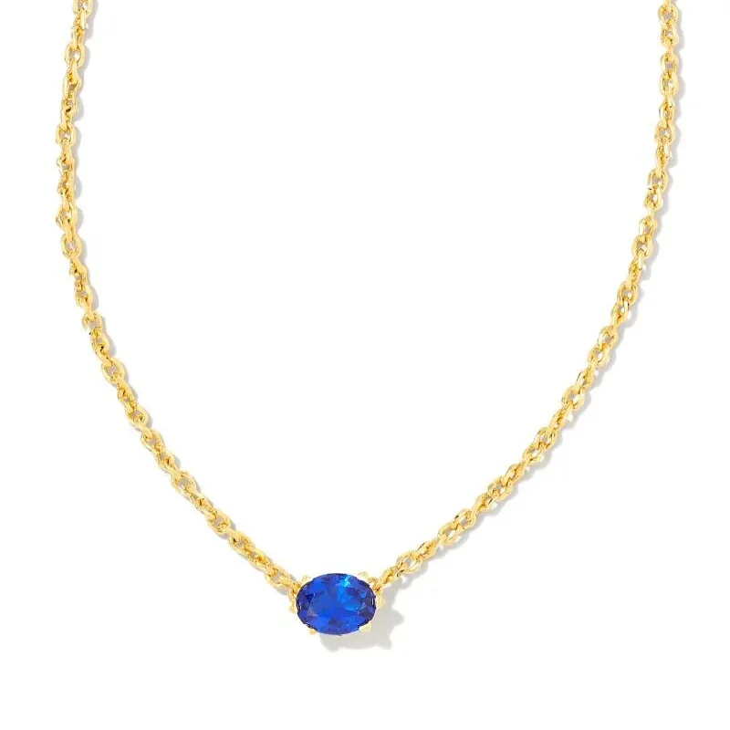 women vintage pendant necklaces -Kendra Scott | Cailin Gold Pendant Necklace in Blue Crystal