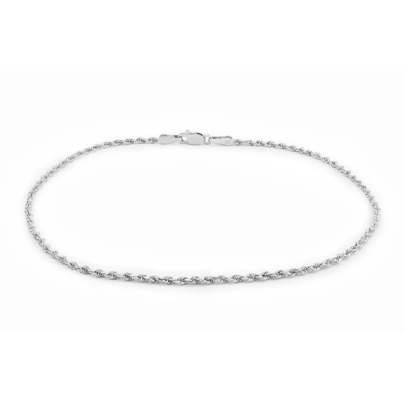 women tennis bracelets -10K White Gold 1.5MM Solid Rope Diamond-Cut Braided Twist Link Bracelet 7", Gold Bracelet for Men & Women, 100% Real 10K Gold