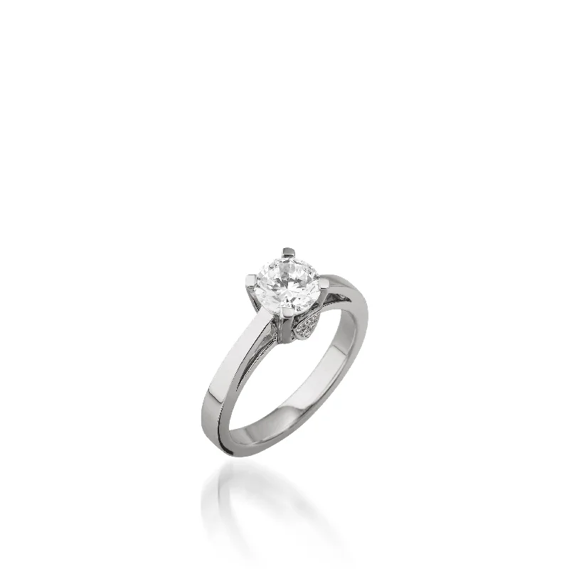 women antique engagement rings -Tribute White Gold Engagement Ring