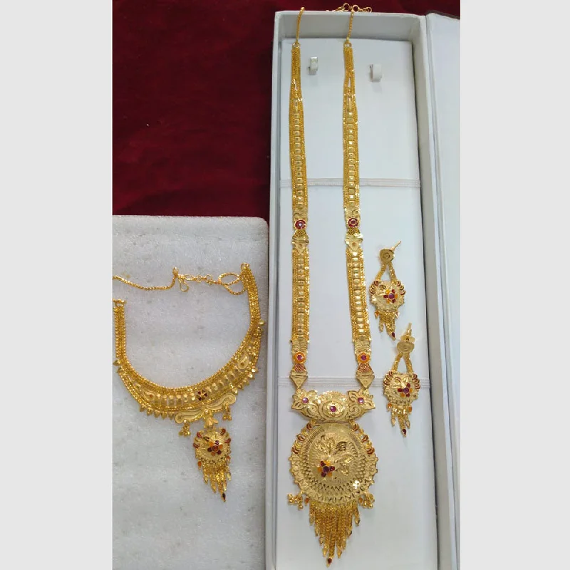 women modern necklaces -Pari Art Jewellery Forming Gold Combo Necklace Set