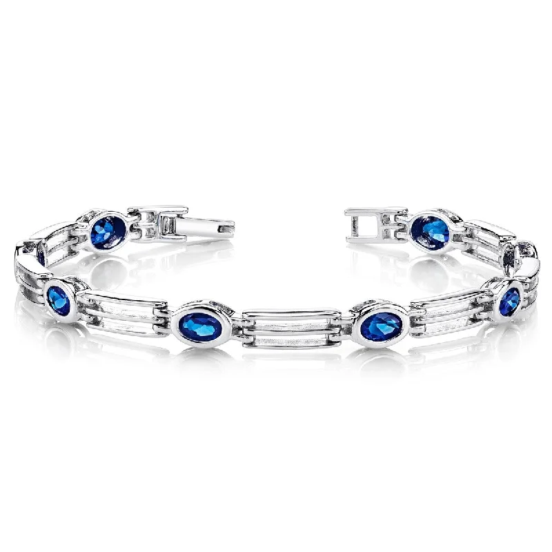 women adjustable bangles -3.75 ct Sapphire Tennis Bracelet in Sterling Silver