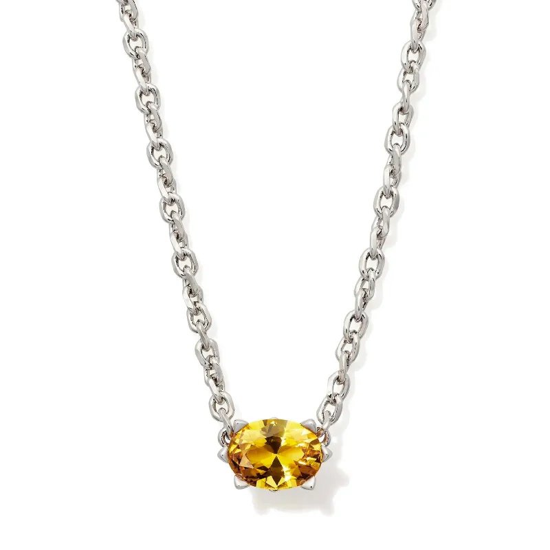 women crystal pendant necklaces -Kendra Scott | Cailin Silver Pendant Necklace in Golden Yellow Crystal