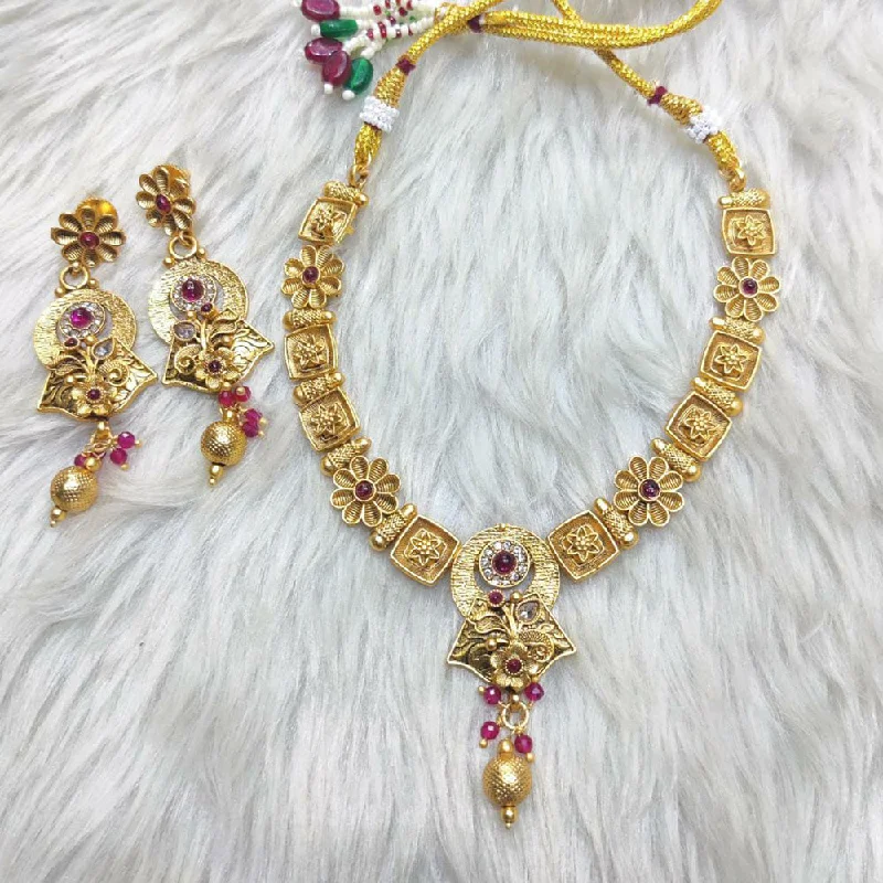 women luxury designer necklaces -Manisha Jewellery Gold Plated Necklace Set