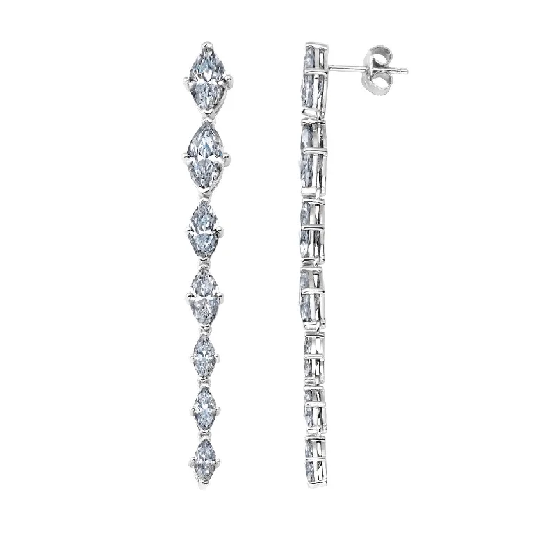 women radiant earrings -Crislu Platinum Plated Sterling Silver Cubic Zirconia Drop & Dangle Fashion Earrings