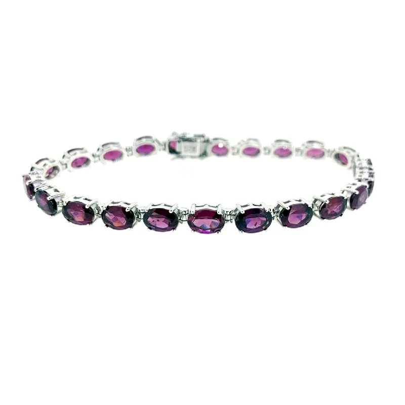 women silver bangles -925 Sterling Silver Rhodolite Garnet Bracelet